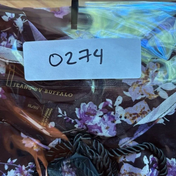 I Jeans by Buffalo Black Sheer Floral Blouse XL Bohemian Whimsigoth - Picture 13 of 13